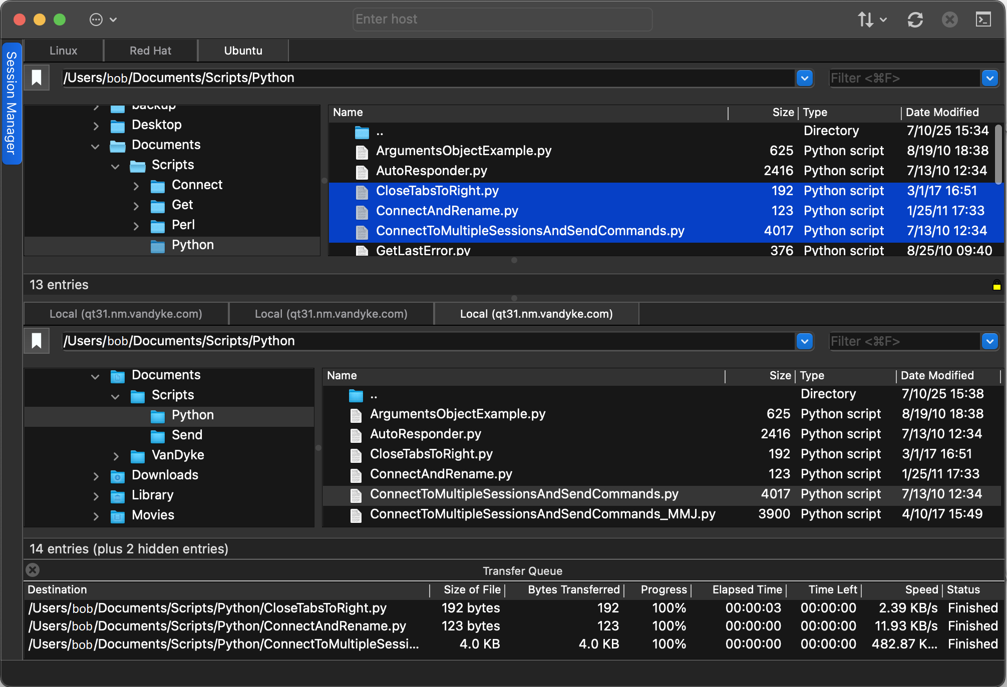 SecureFX macOS 选项卡式界面