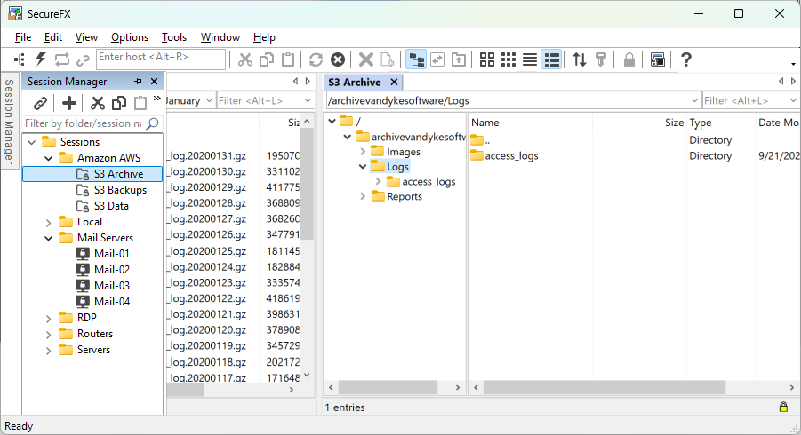 SecureFX Amazon S3 兼容
