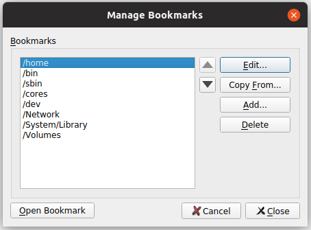 SecureFX Linux 书签