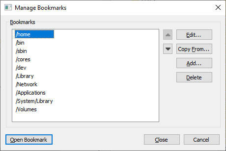 SecureFX Windows 书签