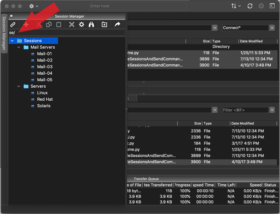 SecureFX macOS 会话管理器